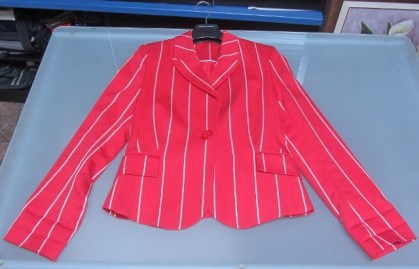 CHAQUETA MUJER CYA ROJA RAYAS BLANCAS TALLA 40